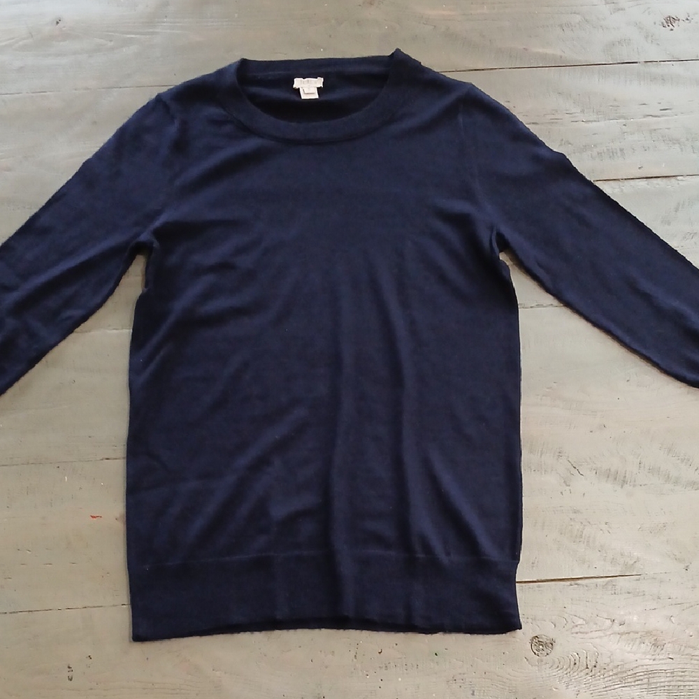 J. Crew Navy Blue Wool Crewneck Sweater